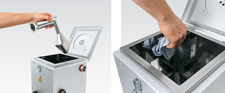JETBOXX® drying containers can be easily opened from above for cleaning