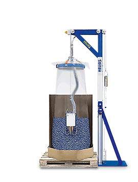 The material flows through the constriction to the central suction point - Oktomat® ECO emptying station
