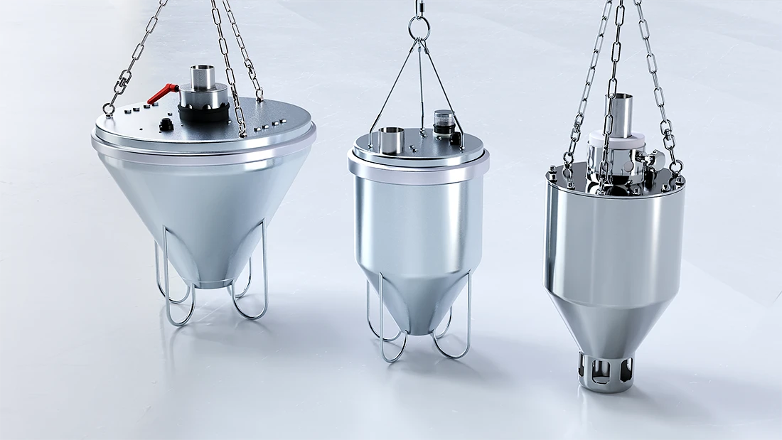 Vibrating suction heads for Oktomat® SOS big bag and octabin discharging stations